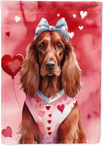 Miniatura 100 de Caroline's Treasures DAC5292CHF - Bandera de Border Collie My Valentine House para porche, grande, con manga para porche, para colgar en la pared