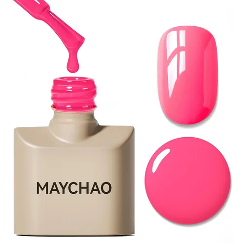 Miniatura 70 de MAYCHAO Esmalte de uñas de gel rosa intenso de 0.5 onzas líquidas, 1 unidad de esmalte de gel rosa brillante, esmalte de uñas que se absorbe con luz