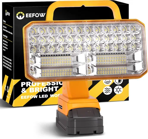 Miniatura 11 de EEFOW Luz de trabajo para batería Dewalt: lámpara portátil de 2 COB de 6400 lúmenes brillante - 64 W iluminación LED para Dewalt 18 V 20 V Max