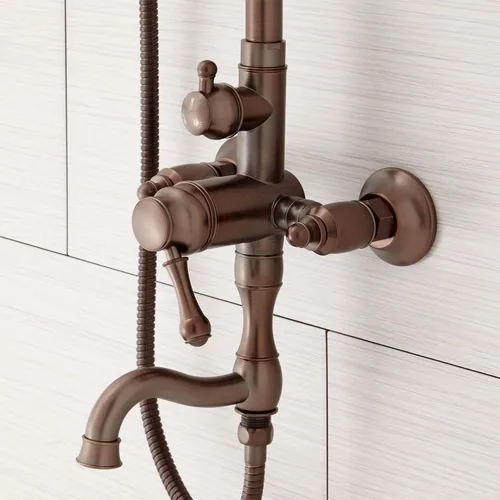 Miniatura 8 de Signature Hardware 429526 Dolwick - Sistema de ducha expuesto con cabezal de ducha de lluvia, ducha de mano y manguera, incluido en bruto