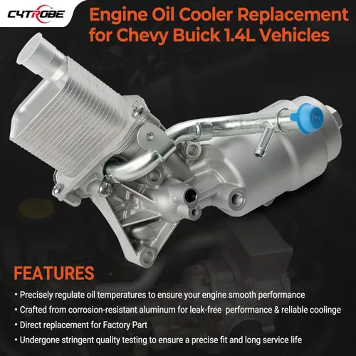 Miniatura 2 de Conjunto adaptador de carcasa del filtro del enfriador de aceite del motor con junta, inserto de filtro, tapa de aluminio compatible con Turbo 1.4L