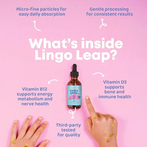 Miniatura 2 de JoySpring LingoLeap - Fórmula líquida para niños con zeolita clinoptilolita, B12 metilada y vitamina D3 Apoyo diario suave para el bienestar