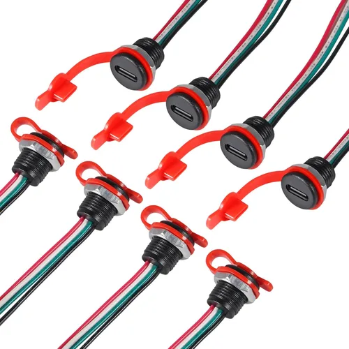 Miniatura 20 de 8pcs Bare Board Type-C Female Chassis Waterproof 2P Solder Wire Type USB C Pigtail Cable Extension Power Cable USB-C Plug to 2 Pin Bare Wire Open