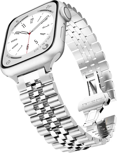 Miniatura 7 de Correa de metal de lujo y fina compatible con Apple Watch Band de 1.732 pulgadas con funda de 1.732 pulgadas para mujer, joyería mejorada delgada