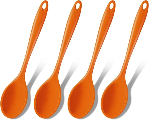 Miniatura 16 de GEEKHOM Cucharas de cocina de silicona, 2 piezas de 11 pulgadas, juego de utensilios de cocina de silicona resistentes al calor, cucharas grandes