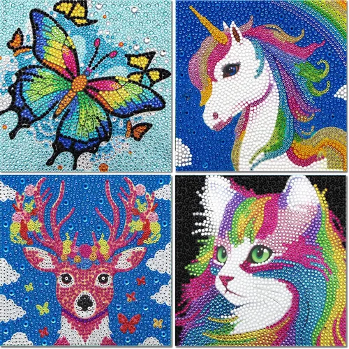 Miniatura 12 de Libfx Kits de arte de diamantes para niños, 4 piezas de arte de diamantes para niñas, niños, principiantes, artes y manualidades para niños de 8 a