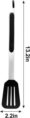 Miniatura 3 de Pinzas para servir de silicona de acero inoxidable de 12 pulgadas con mango de bloqueo (negro)