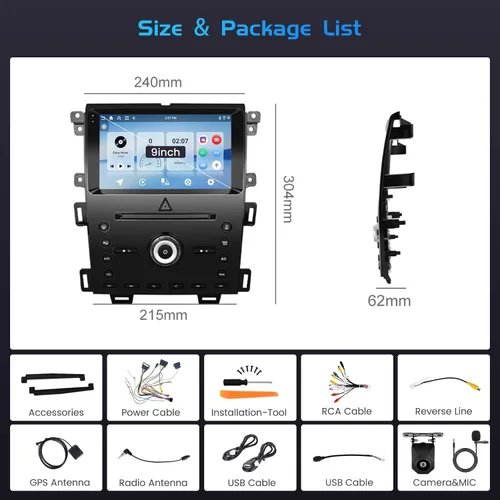 Miniatura 8 de Inefala 4G 64G para Ford Edge 2011 2012 2013 2014 2015 Radio CarPlay 9 "Incell pantalla táctil coche estéreo Android 15 Android Auto Bluetooth 5.0