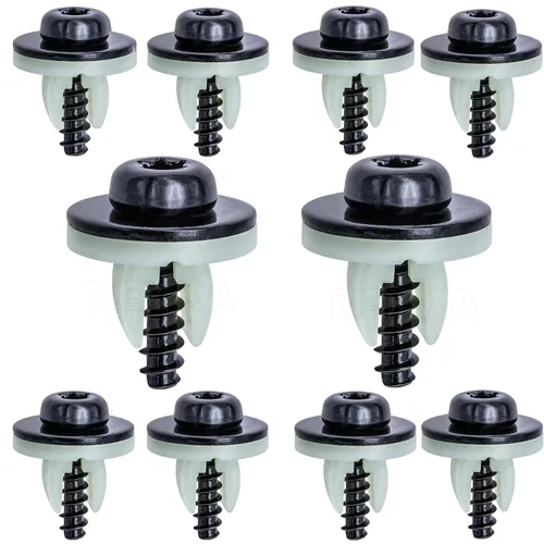 Rexka 10 juegos de tornillos de protección contra salpicaduras de motor para Ford – T30 Torx Tornillos y ojales para debajo de la bandeja inferior