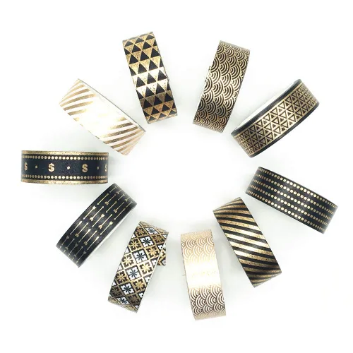 Miniatura 2 de VIVIQUEN Juego de cintas washi doradas de 0.59 pulgadas (0.591 in), paquete decorativo para álbumes de recortes, manualidades, envoltura de regalos
