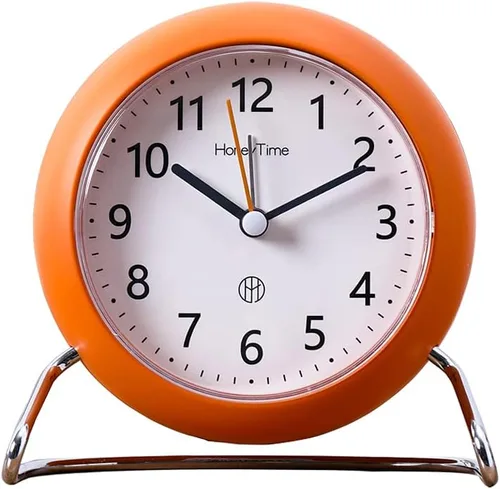 Reloj despertador redondo de 4 pulgadas sin tictac, funciona con pilas, función emisora de luz, reloj despertador súper silencioso, diseño simple y