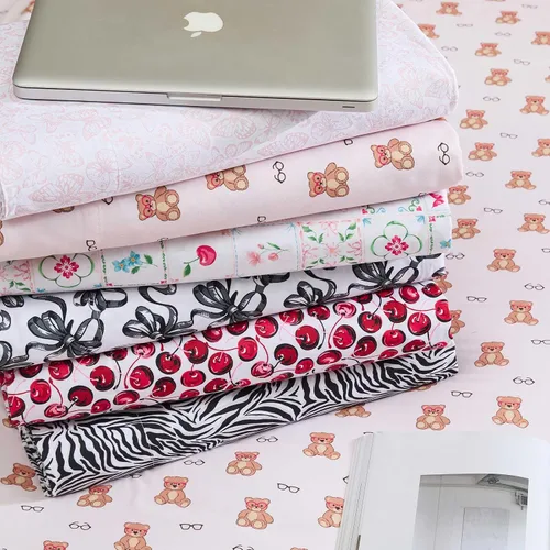 Miniatura 7 de Betsey Johnson - Juego de sábanas de tamaño individual, ropa de cama de microfibra con estampado Nerdy Teddies con sábana bajera de bolsillo