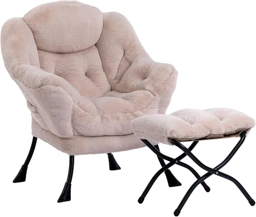 Miniatura 29 de HollyHOME - Silla perezosa con reposabrazos y bolsillo lateral, cómoda silla de sala de acento, sofá de ocio para sala de estar, recámara