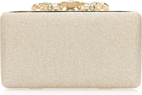 Miniatura 3 de Dexmay - Bolso de mano con diamantes de imitación con cierre de corona de cristal, bolso de noche formal para mujer