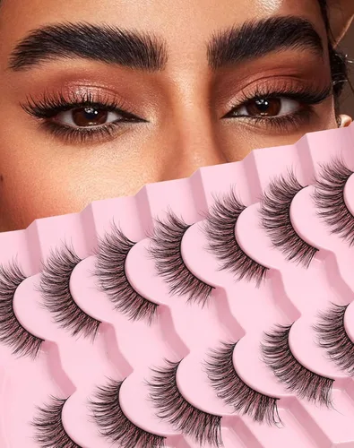 Miniatura 20 de Jiocolor Pestañas postizas de aspecto natural, con diseño de zorro, pestañas postizas de ojo de gato, pestañas postizas suaves de visón, paquete