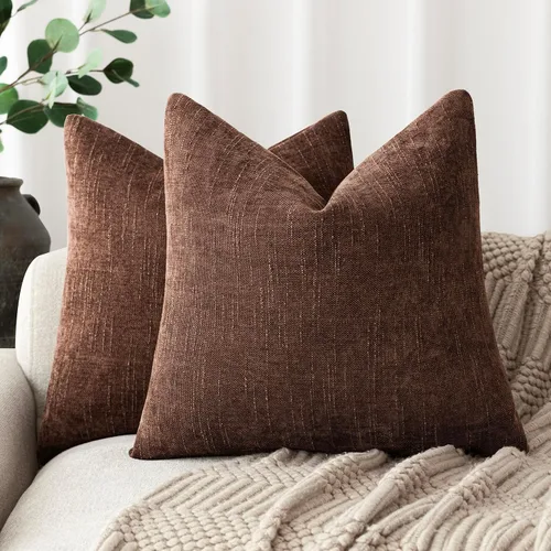 Miniatura 15 de Foindtower - Paquete de 2 fundas de almohada decorativas, cuadradas, cómodas, unicolor, suaves, lumbares, estilo rústico neutro, para sofá, sillón
