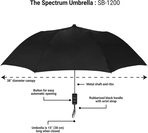 Miniatura 39 de STROMBERGBRAND UMBRELLAS The Spectrum Popular Style - Paraguas de viaje compacto de 42 pulgadas para lluvia, viento y sol, resistente y ligero