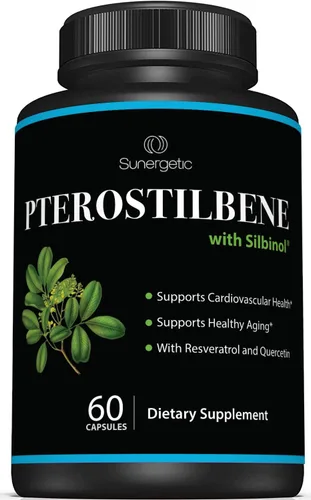 Suplemento de pterostilbeno premium – Pterostilbeno con resveratrol y quercetina – Apoya el envejecimiento saludable – Fuente natural Pterostilbeno
