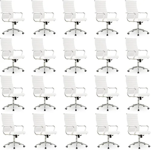 Miniatura 50 de Okeysen Office Desk Chair, Ergonomic Leather Modern Conference Room Chairs, Executive Ribbed Height Adjustable Swivel Rolling Chair for Home Office