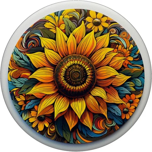 Miniatura 3 de Mandala Geométrico Acuarela Girasol Patrón Floral Mujeres PopSockets Estándar PopGrip