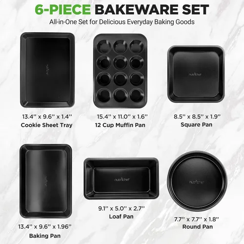 Miniatura 4 de NutriChef Juego de Moldes Antiadherentes Apilables para Hornear – Juego de Moldes de Acero al Carbono con Bandeja para Galletas, Molde para Muffins