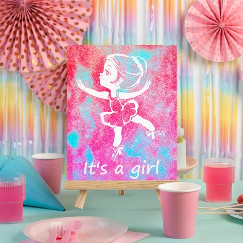 Miniatura 3 de FETTIPOP Lienzo de arte mágico, exponiendo arte de arena (revelación de género - It's a Girl - Glitter) - Anuncio sorpresa de embarazo de baby