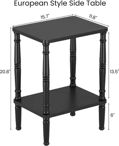 Miniatura 3 de LUCKNOCK Mesa auxiliar pequeña para espacios pequeños, mesa auxiliar vintage, mesa auxiliar estrecha con almacenamiento, mesita de noche delgada