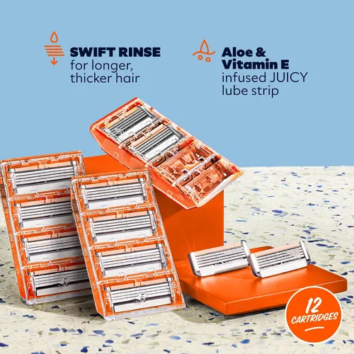 Miniatura 2 de Dollar Shave Club 4 repuestos de maquinilla de afeitar (paquete de 12) Cuchillas de enjuague Swift para cabello más largo y grueso
