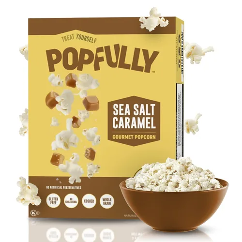 Miniatura 32 de POPFULLY Palomitas 94% libres de grasa totalmente explotadas, bolsas para compartir, sabor a mantequilla ligera, gran explosión, bolsas