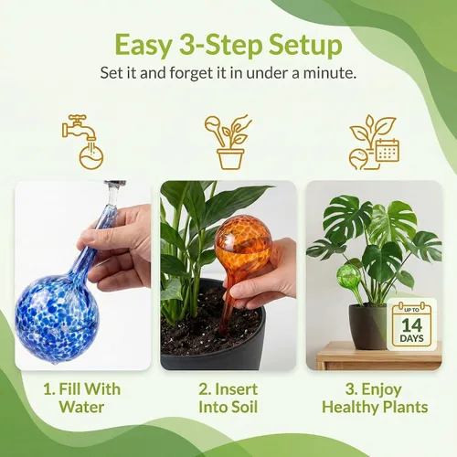 Miniatura 5 de Little Green Leaf LGL - Globos de riego para plantas, globos de riego automático. Insertos decorativos de riego automático. Picos de riego