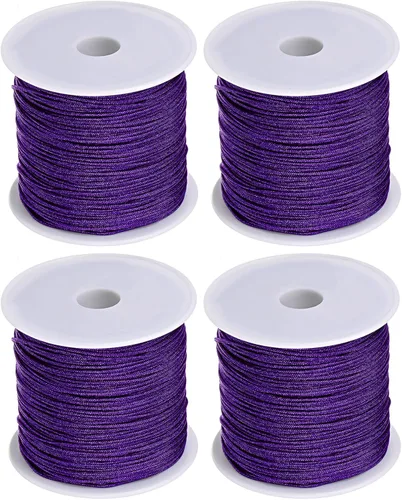 Miniatura 15 de HARFINGTON 4 rollos de hilo de nailon para anudar 0.031 in, 50 yardas de nailon trenzado para manualidades, cuerda de satén para pulsera, collar