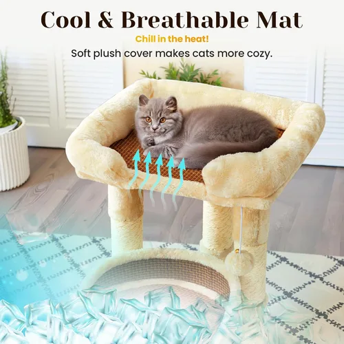 Miniatura 3 de Fansafurn Árbol de varios niveles para gatos de interior, torre moderna para gatos con camas dobles y postes rascadores, árbol para gatos grandes