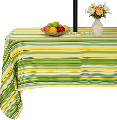 Miniatura 15 de SquarePie Mantel redondo de 60 pulgadas para exteriores con agujero para sombrilla y cremallera, resistente al agua, a prueba de derrames, mantel
