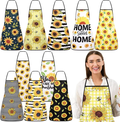 Miniatura 13 de Toulite 10 Piezas Delantal de Navidad Ajustable Delantales de Cocina para Cocinar Delantal BBQ Babero Delantal de Chef Divertido para Mujeres