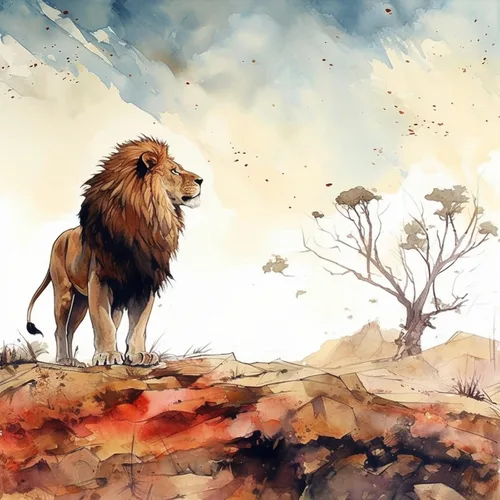 Miniatura 8 de SKMN Kit de pintura por números para niños sobre lienzo, león animal de acuarela, paisaje abstracto de bosque de montaña, pintura por números