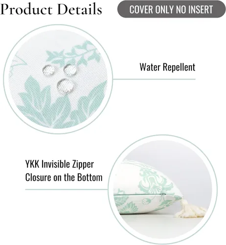 Miniatura 5 de Hofdeco Premium Solo funda de almohada lumbar para patio costero de otoño, 12 x 20 pulgadas, repelente al agua para patio trasero, sofá, borla