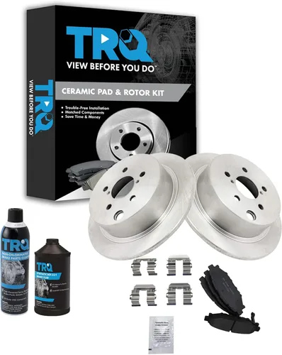 TRQ Kit de pastillas de freno trasero y rotor, kit químico de freno, pastillas de freno Rotor de freno de cerámica compatible con Subaru Crosstrek