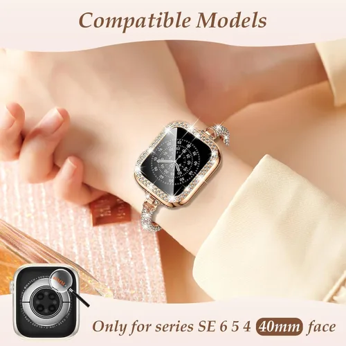 Miniatura 7 de LETOID - Correa brillante y funda compatibles con Apple Watch de 1.57 pulgadas, 1.61 pulgadas, 1.65 pulgadas, 1.73 pulgadas, 1.77 pulgadas, 1.81
