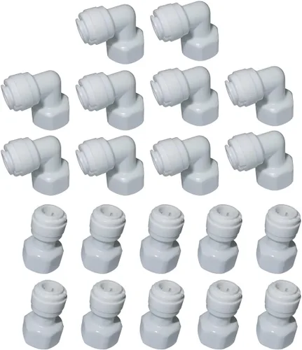Miniatura 5 de MALIDA Adaptador de rosca hembra de conector rápido codo y combinación recta, rosca de 1/4 pulgadas x tubo de 1/4 de pulgada OD Push to Connect