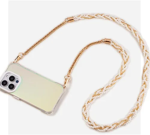 Miniatura 54 de Cordón de cadena cruzada para teléfono celular - Correa de hombro universal de cuero+metal con parches de amarre (J)