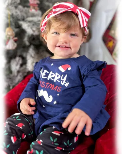 Miniatura 2 de Conjunto de ropa de Navidad con estampado de Papá Noel para niñas pequeñas, conjunto de ropa de Navidad de 3 piezas