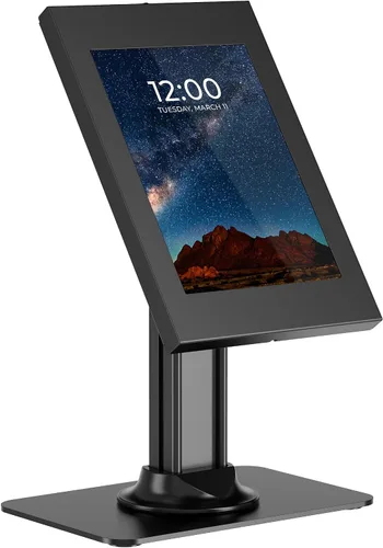 Mount-It! Quiosco antirrobo para tableta, gabinete de tableta de encimera con bloqueo con base independiente, carcasa universal compatible con iPads