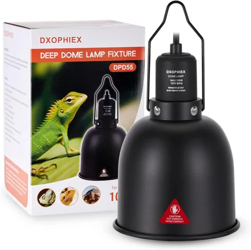 DXOPHIEX Lámpara de Calor para Reptiles de Cúpula Profunda de 5.5 pulgadas, Accesorio de Luz para Reptiles, Accesorio de Luz UVB Máx 100W para