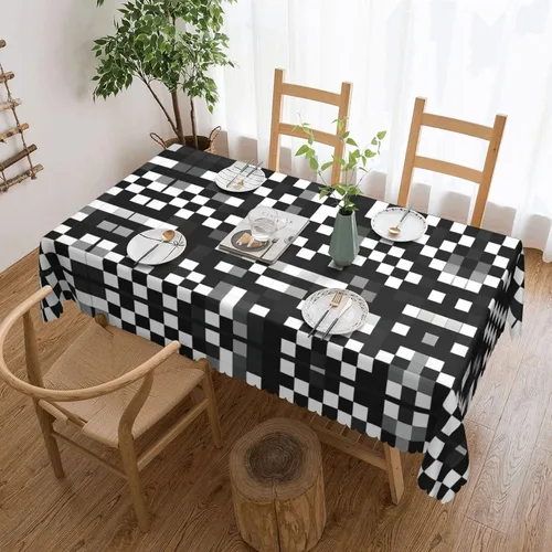 Miniatura 12 de Mantel rectangular de encaje de poliéster con diseño patriótico de camión del 4 de julio, 54 x 72 pulgadas, resistente a las arrugas, lavable