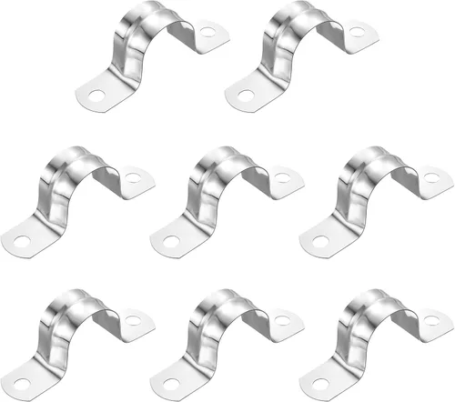 Miniatura 49 de uxcell 6 correas rígidas de tubo, 4.331 in (4.33 pulgadas) 201 de acero inoxidable 201 con 2 agujeros en forma de U, abrazaderas de tubo para fijar