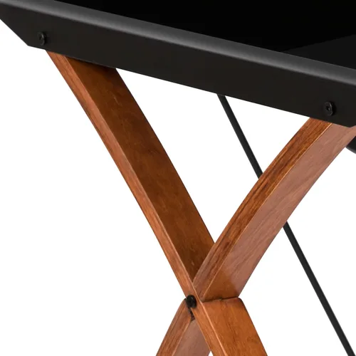 Miniatura 10 de Flash Furniture Jude - Escritorio para computadora de cristal negro con bandeja extraíble para teclado y marco entrecruzado
