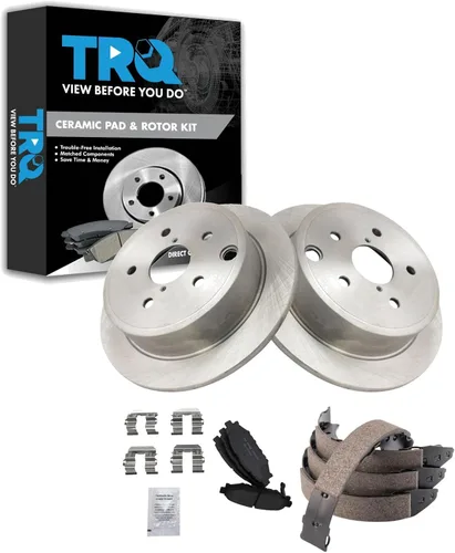 Miniatura 81 de TRQ Kit de pastillas de freno y rotor Posi trasero premium con zapatas de estacionamiento para camión GM SUV