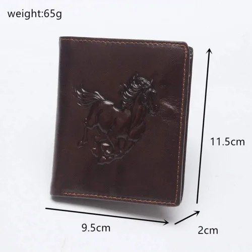 Miniatura 28 de Hombres Cool Eagle Wolf Caballo Totem Cuero Vaca Vertical Cartera Cremallera Multi-tarjeta Titular, Tótem de caballo, Minimalista