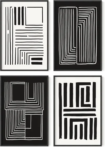 Miniatura 67 de HAUS AND HUES Arte abstracto para pared en blanco y negro, juego de 4 pósteres minimalistas en blanco y negro para paredes, pósteres estéticos Juego