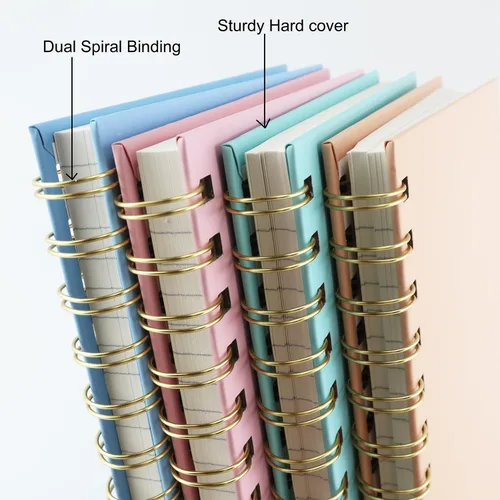 Miniatura 5 de Paquete de 4 cuadernos en espiral de tapa dura de 5.7 x 8.5 pulgadas, 80 hojas/160 páginas, cuaderno rayado universitario, papel grueso de 100 GSM
